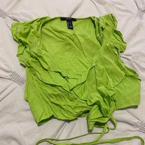 Ruffled like green crop top